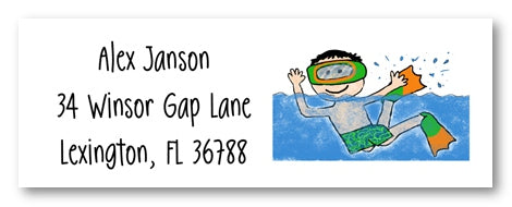 Swimming Boy Address Label