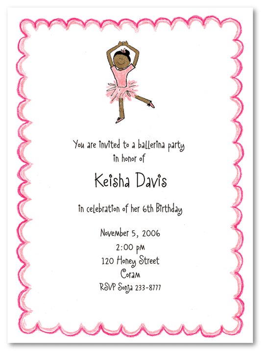 African American Ballerina Invitations