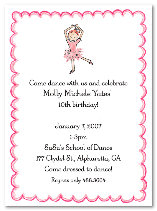 Red Head Ballerina Invitations