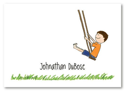 Swinging Boy Folded Notecard